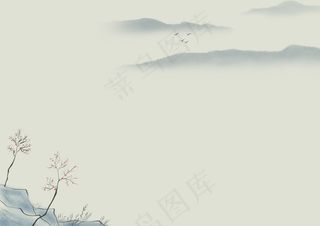 中国风海报背景水墨山水信纸素材