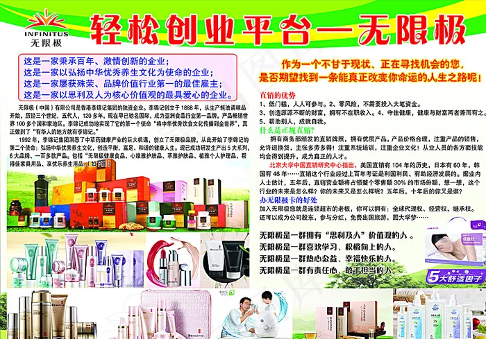 无限极宣传单 彩页 创业图片psd模版下载