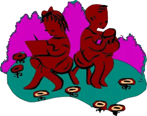 孩子们画着色剪贴画