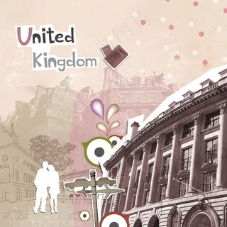 漫画英国写联合王国旅游psd素材