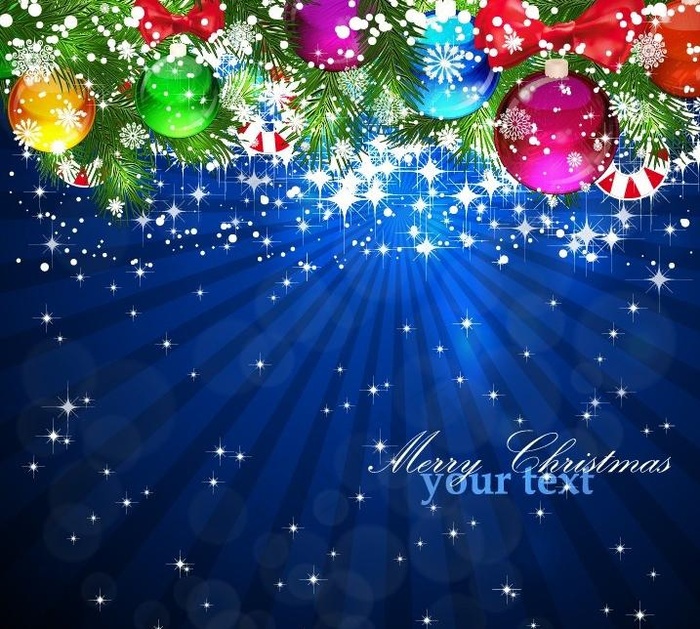 蓝色璀璨圣诞节背景 圣诞贺卡图片