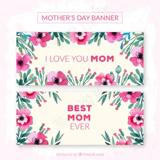 可爱的粉红色花母亲节的横幅