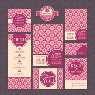 鱼鳞婚礼请帖矢量素材