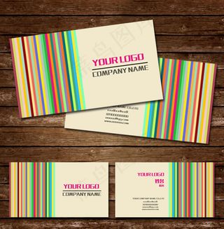 彩色竖条纹名片模板PSD素材