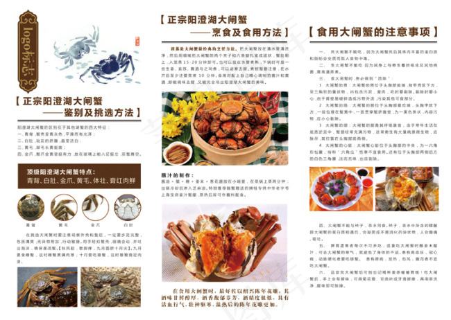 阳澄湖大闸蟹三折页psd模版下载