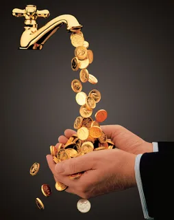 黄金水龙头与金币PSD素材