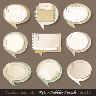 经典复古便条纸02-矢量素材