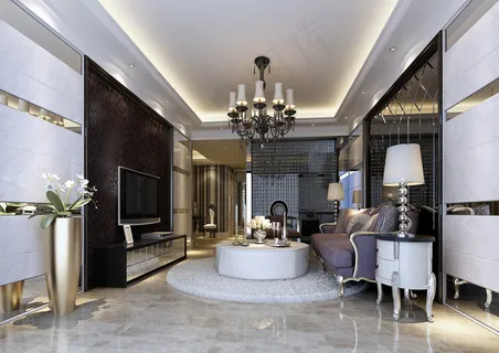 欧式客厅效果图图片