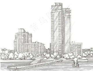 手绘建筑图片