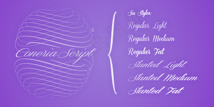 coneria脚本倾斜的字体