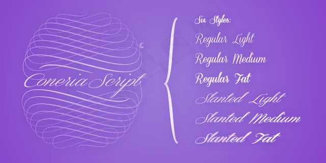 coneria脚本倾斜的字体