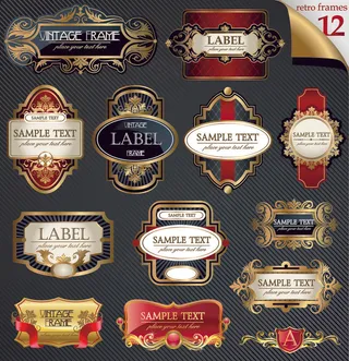 酒标瓶贴图形设计矢量素材瓶身贴