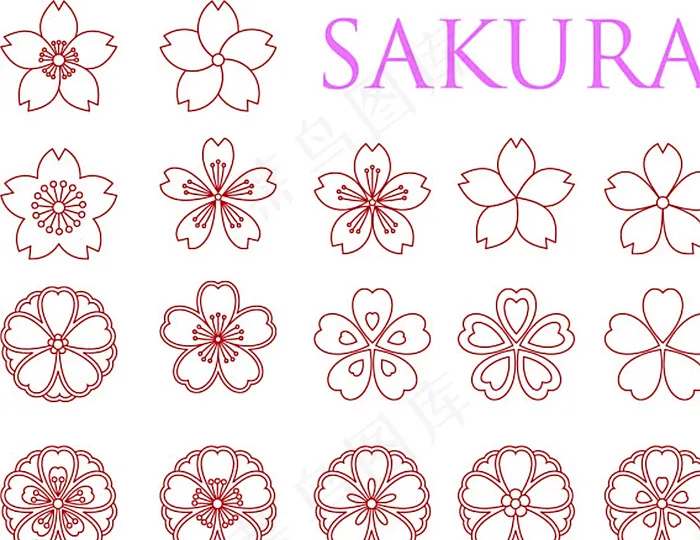 各种唯美樱花元素素材图片ai矢量模版下载