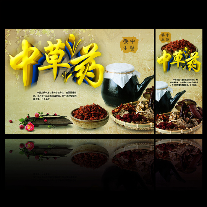 中草药宣传海报psd分层素材psd模版下载