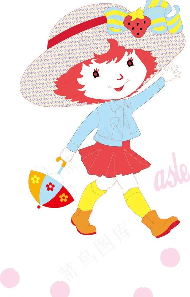 小女孩图片ai矢量模版下载
