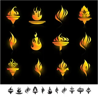 数款燃烧火炬矢量素材