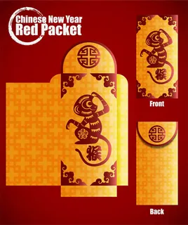 2016新年传统剪纸红包矢量素材