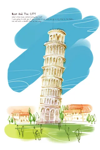 复古旅游高塔城市素材