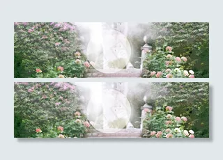 春天绿花丛背景