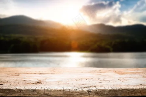 湖泊景色与木板 湖泊景色与木板