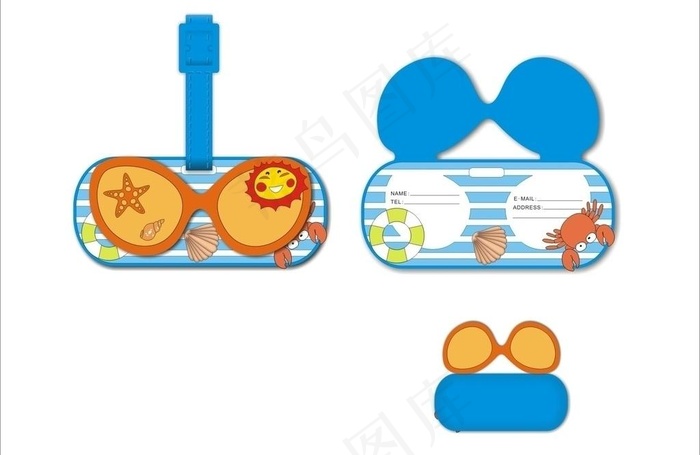 海滩行李吊牌 太阳镜图片cdr矢量模版下载