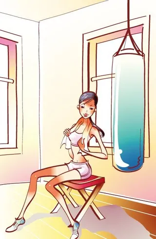 美女健身房矢量图片