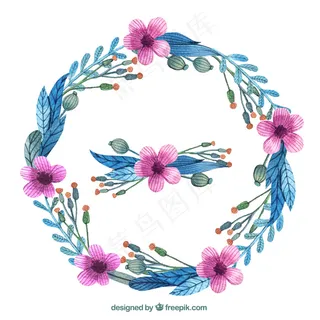 用紫色的花手画花环 用紫色的花手画花环