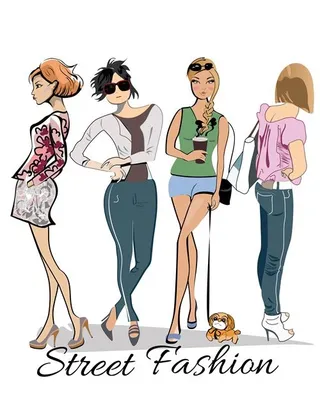 时尚卡通美女人物设计素材