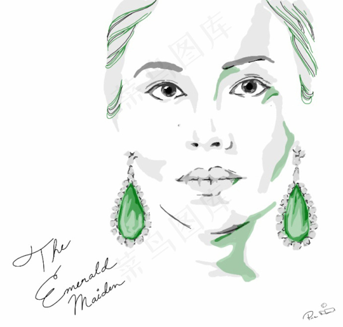 绿色翡翠耳坠设计图