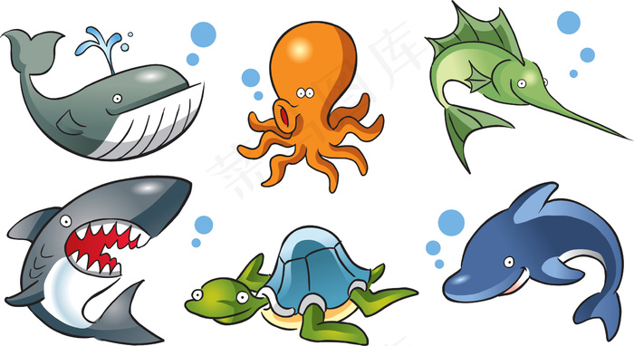 海洋动物插图矢量图 AI