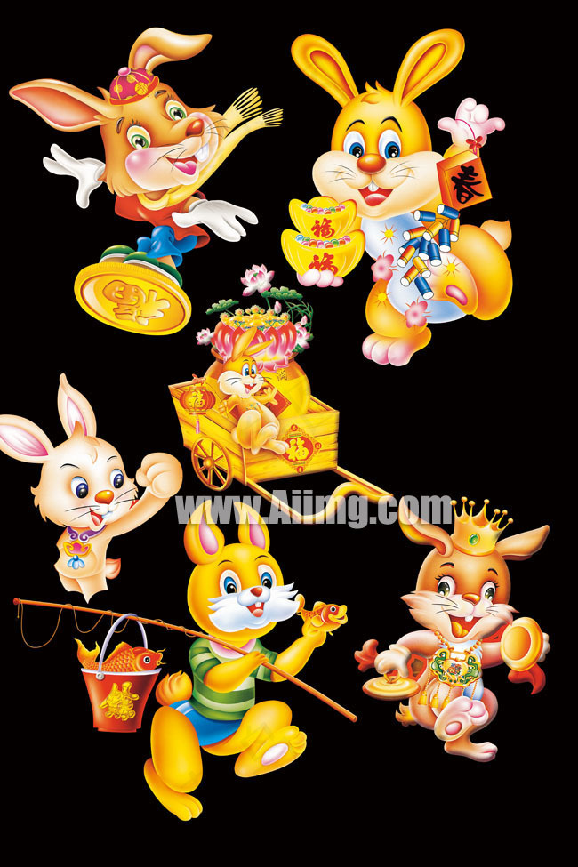 卡通兔子PSD素材集(一)