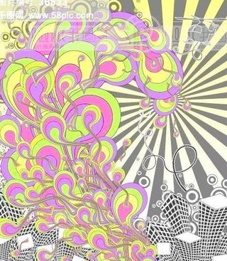 矢量欧美花纹元素背景花纹韩国花纹城...