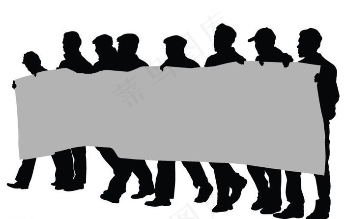 游行示威人物剪影图片