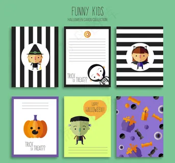 6款可爱万圣夜卡片矢量素材