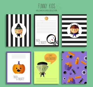 6款可爱万圣夜卡片矢量素材