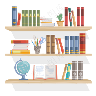 通用节日彩色卡通手绘书柜