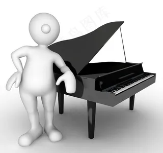 弹钢琴图片