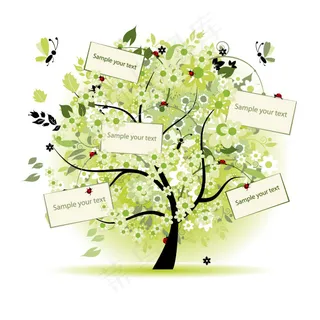 树木照片墙矢量素材