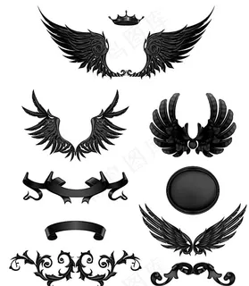 黑色翅膀设计素材