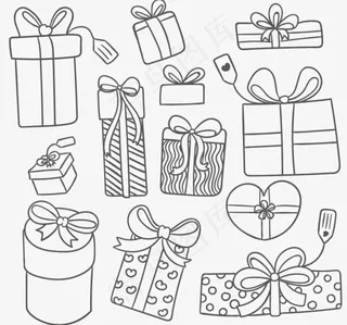 手绘节日礼盒矢量素材