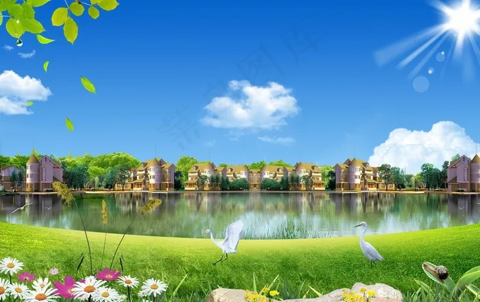 蓝天白云风景(3500X2300(DPI:300))psd模版下载