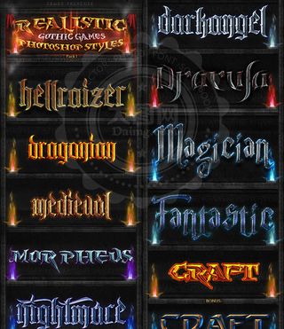 哥特风格的游戏艺字体PS样式V1