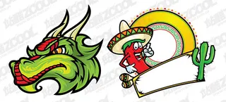 卡通风格的插图和墨西哥的主要载体材...