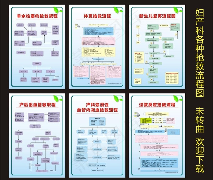 妇产科抢救流程图图片cdr矢量模版下载