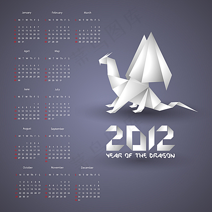 2012新年挂历模板eps,ai矢量模版下载