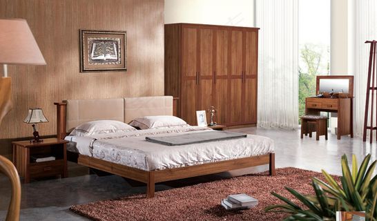 实木床 床头柜图片