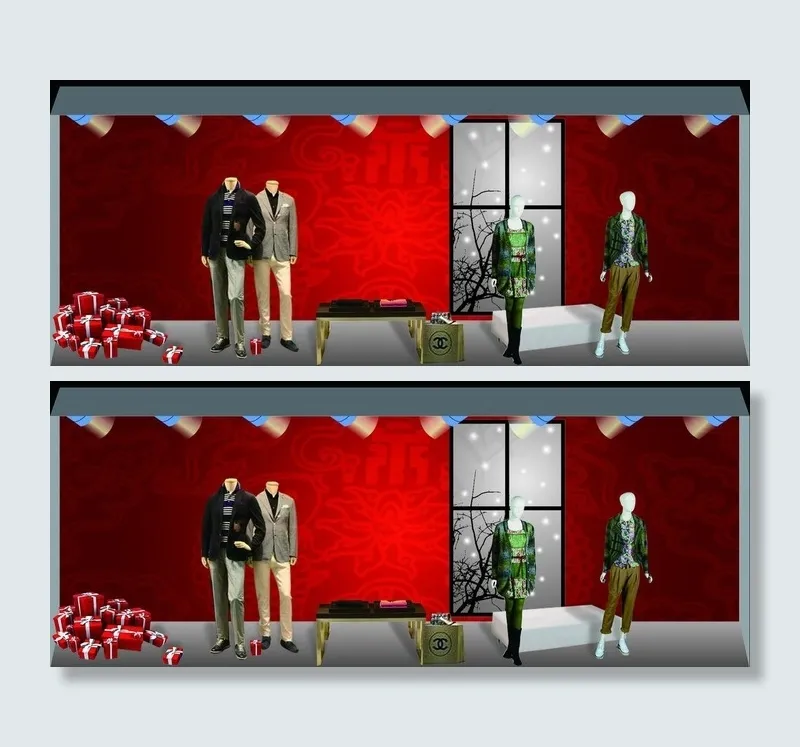 春节服装橱窗展示图片psd模版下载