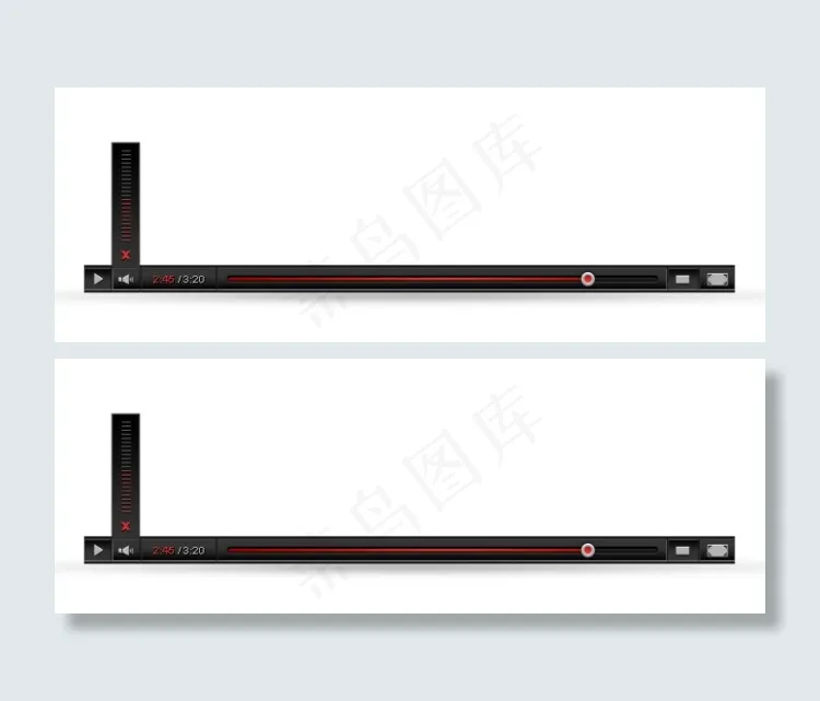 黑配红经典视频播放器PSD分层素材psd模版下载