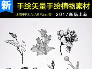 矢量手绘植物素材