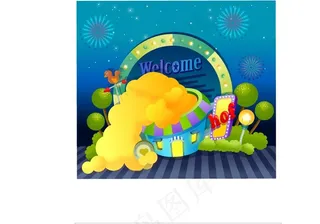 可爱卡通场景矢量图44